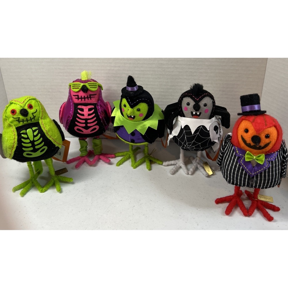 Target 2024 Hyde & EEK! Featherly Friends Halloween Fabric Birds SET OF 5 NWT